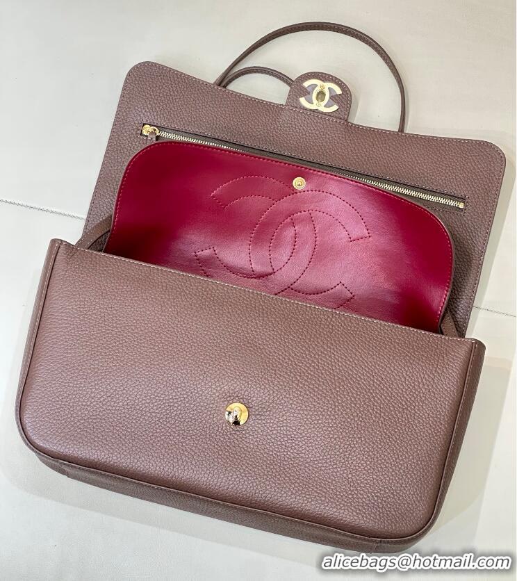Well Crafted Chanel Maxi Flap Bag Grained Calfskin AS6231 Light Brown/Gold 2026