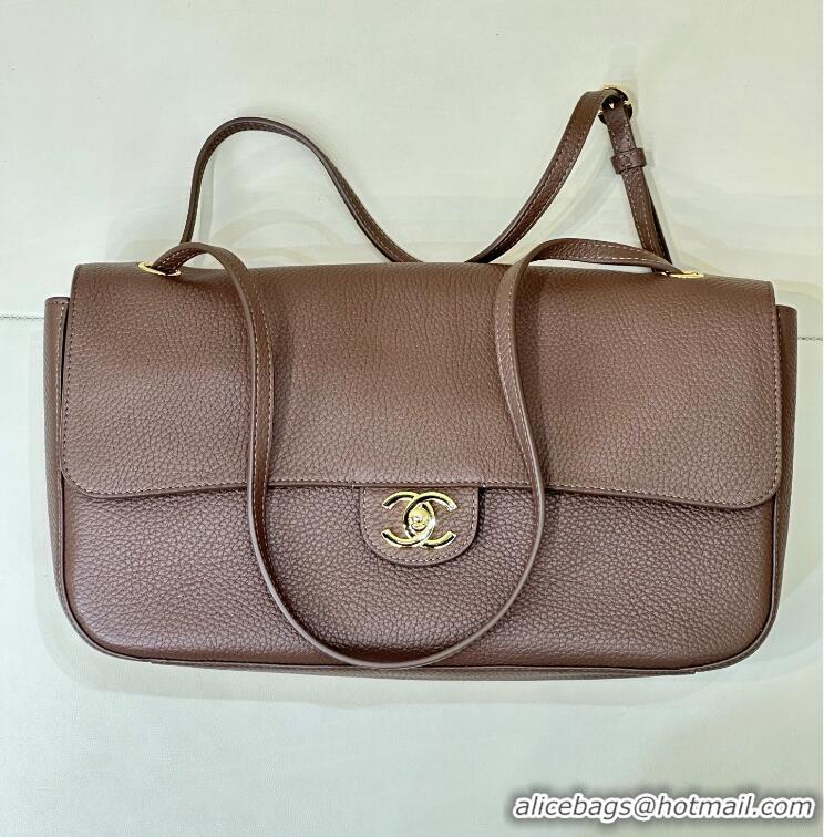 Well Crafted Chanel Maxi Flap Bag Grained Calfskin AS6231 Light Brown/Gold 2026
