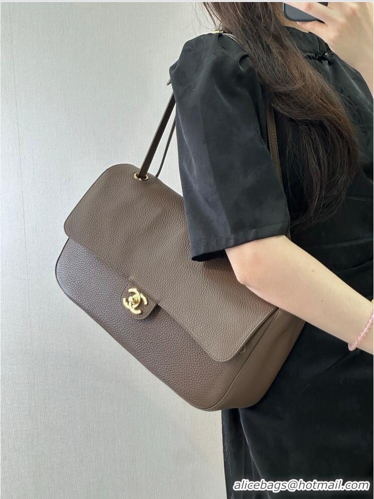 Well Crafted Chanel Maxi Flap Bag Grained Calfskin AS6231 Light Brown/Gold 2026