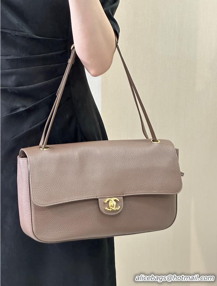 Well Crafted Chanel Maxi Flap Bag Grained Calfskin AS6231 Light Brown/Gold 2026