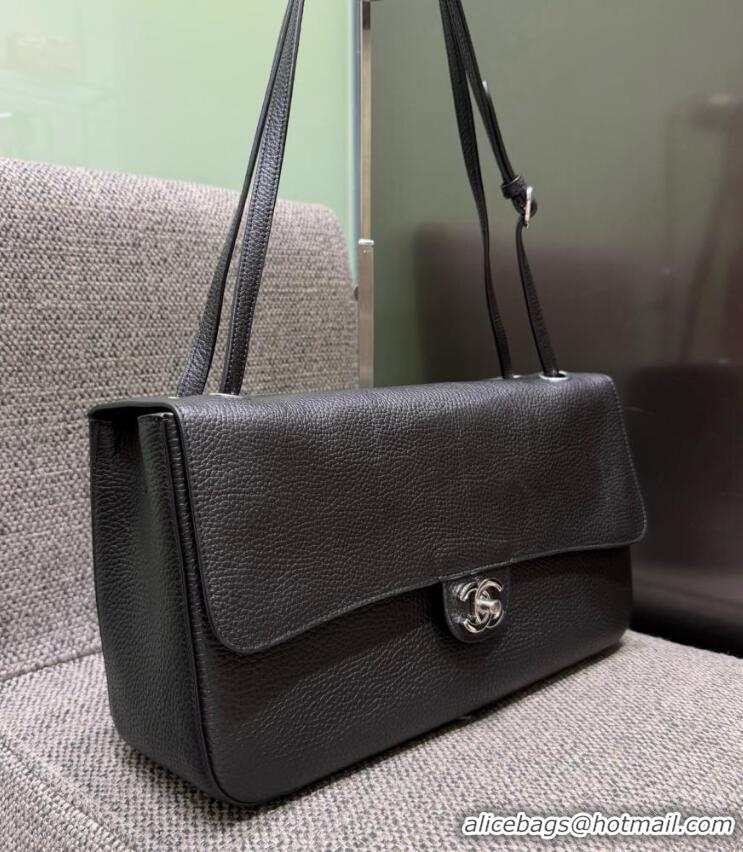 Top Design Chanel Maxi Flap Bag Grained Calfskin AS6231 Black/Silver 2026