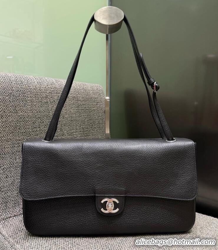 Top Design Chanel Maxi Flap Bag Grained Calfskin AS6231 Black/Silver 2026