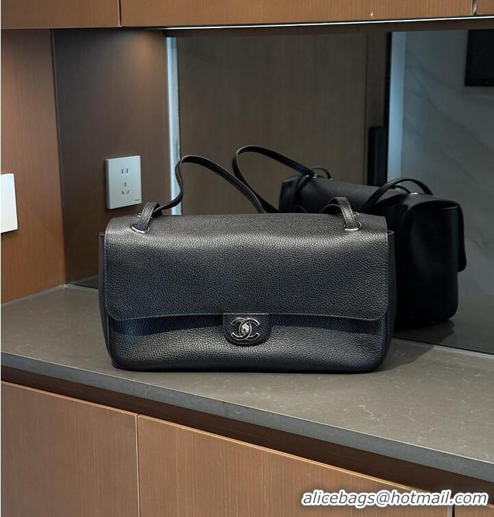Top Design Chanel Maxi Flap Bag Grained Calfskin AS6231 Black/Silver 2026