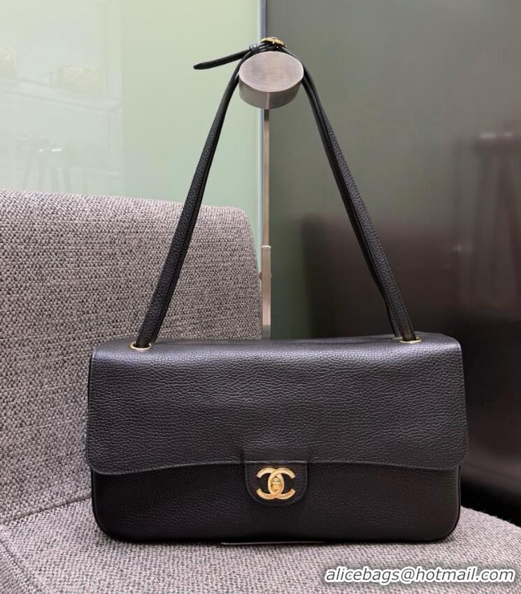 Luxury Cheap Chanel Maxi Flap Bag Grained Calfskin AS6231 Black/Gold 2026