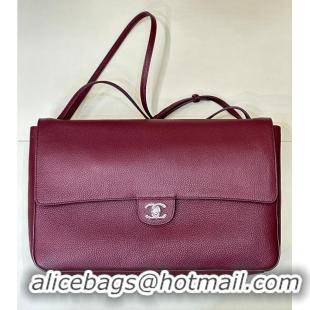 Traditional Specials Chanel Maxi Flap Bag Grained Calfskin AS6233 Burgundy/Silver 2026