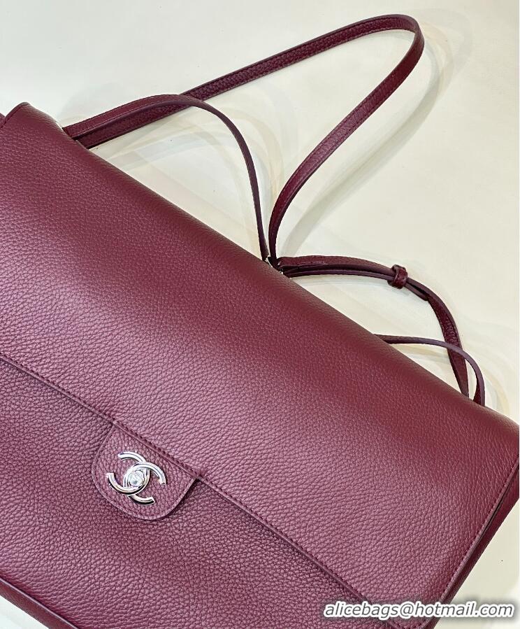 Traditional Specials Chanel Maxi Flap Bag Grained Calfskin AS6233 Burgundy/Silver 2026