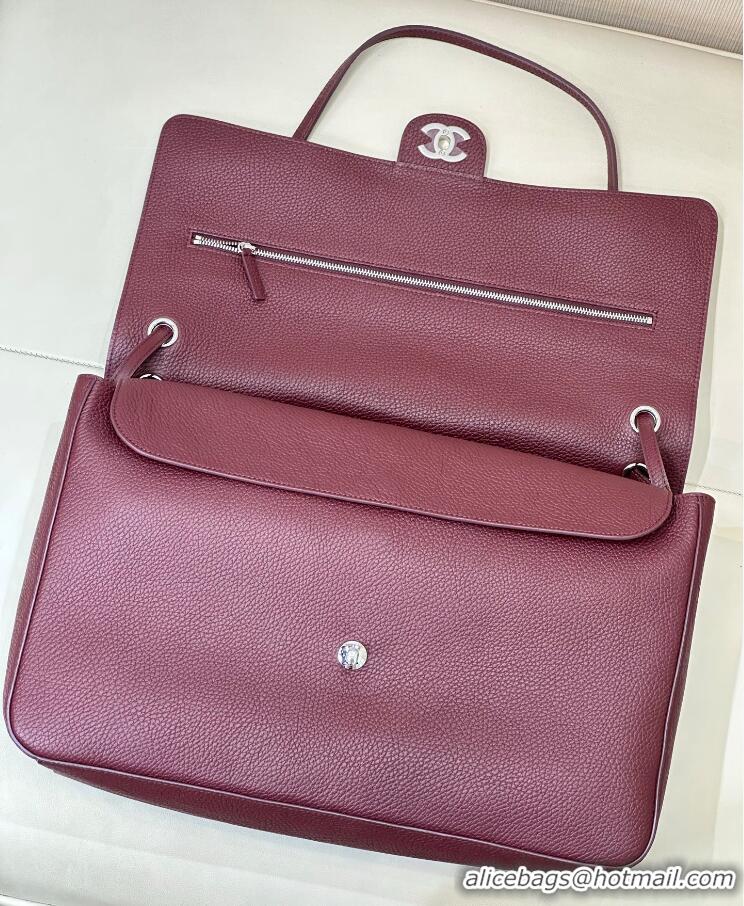 Traditional Specials Chanel Maxi Flap Bag Grained Calfskin AS6233 Burgundy/Silver 2026