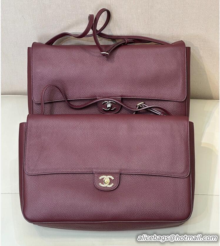 Traditional Specials Chanel Maxi Flap Bag Grained Calfskin AS6233 Burgundy/Silver 2026