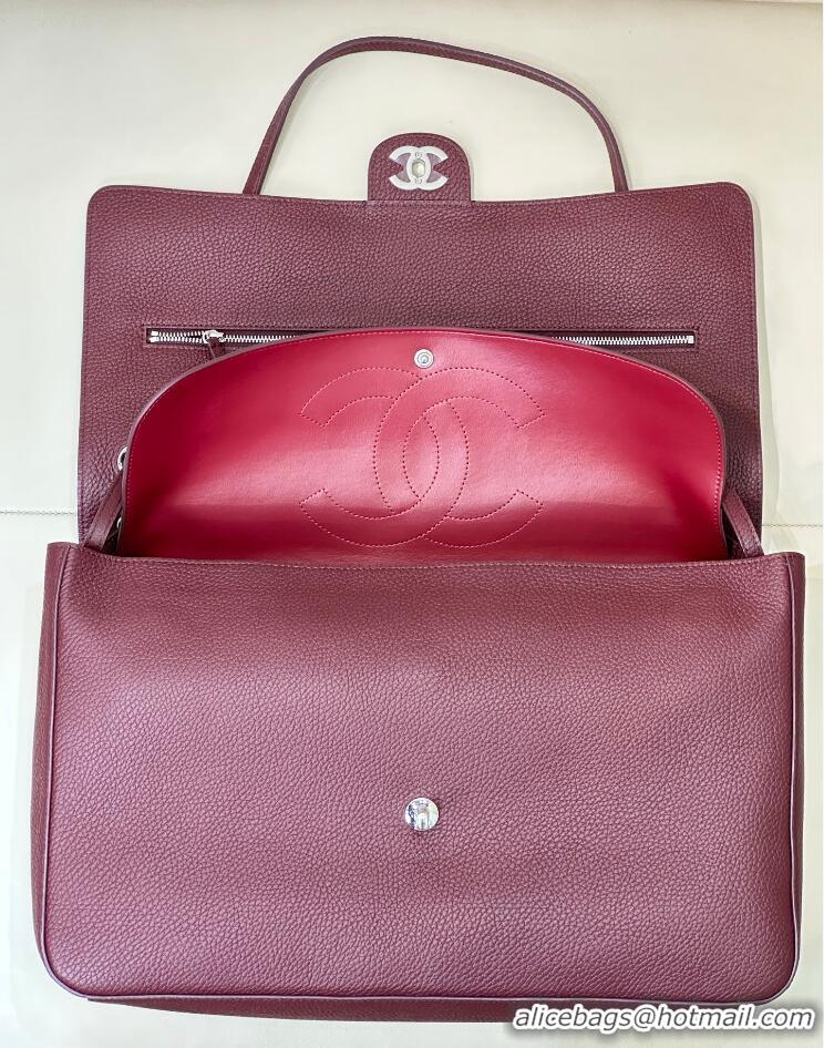 Traditional Specials Chanel Maxi Flap Bag Grained Calfskin AS6233 Burgundy/Silver 2026