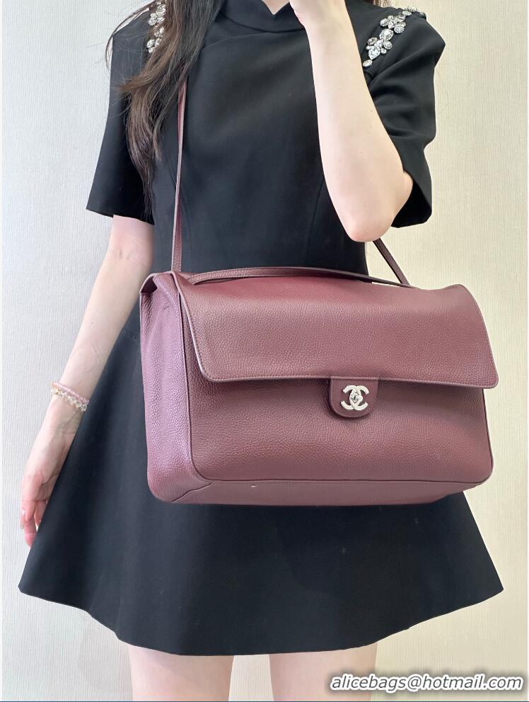 Traditional Specials Chanel Maxi Flap Bag Grained Calfskin AS6233 Burgundy/Silver 2026