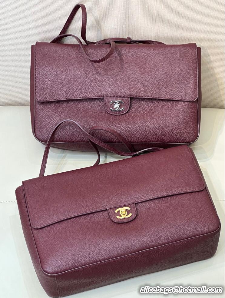 Traditional Specials Chanel Maxi Flap Bag Grained Calfskin AS6233 Burgundy/Silver 2026
