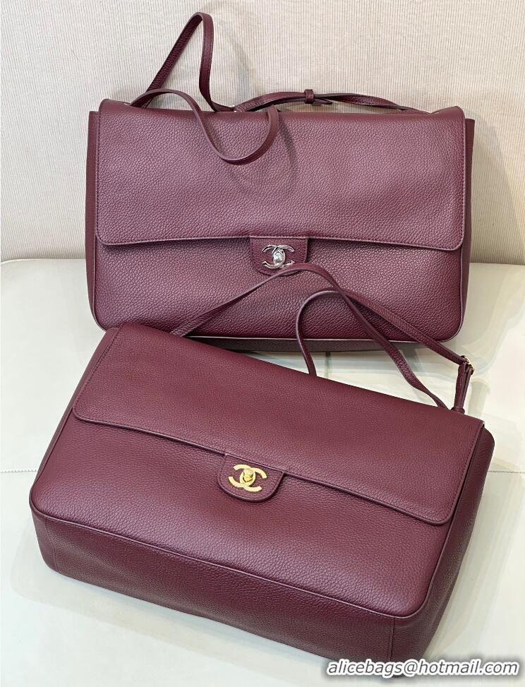 Traditional Specials Chanel Maxi Flap Bag Grained Calfskin AS6233 Burgundy/Silver 2026