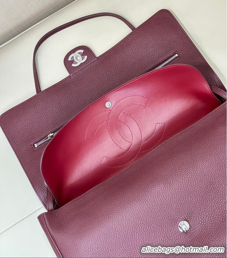Traditional Specials Chanel Maxi Flap Bag Grained Calfskin AS6233 Burgundy/Silver 2026