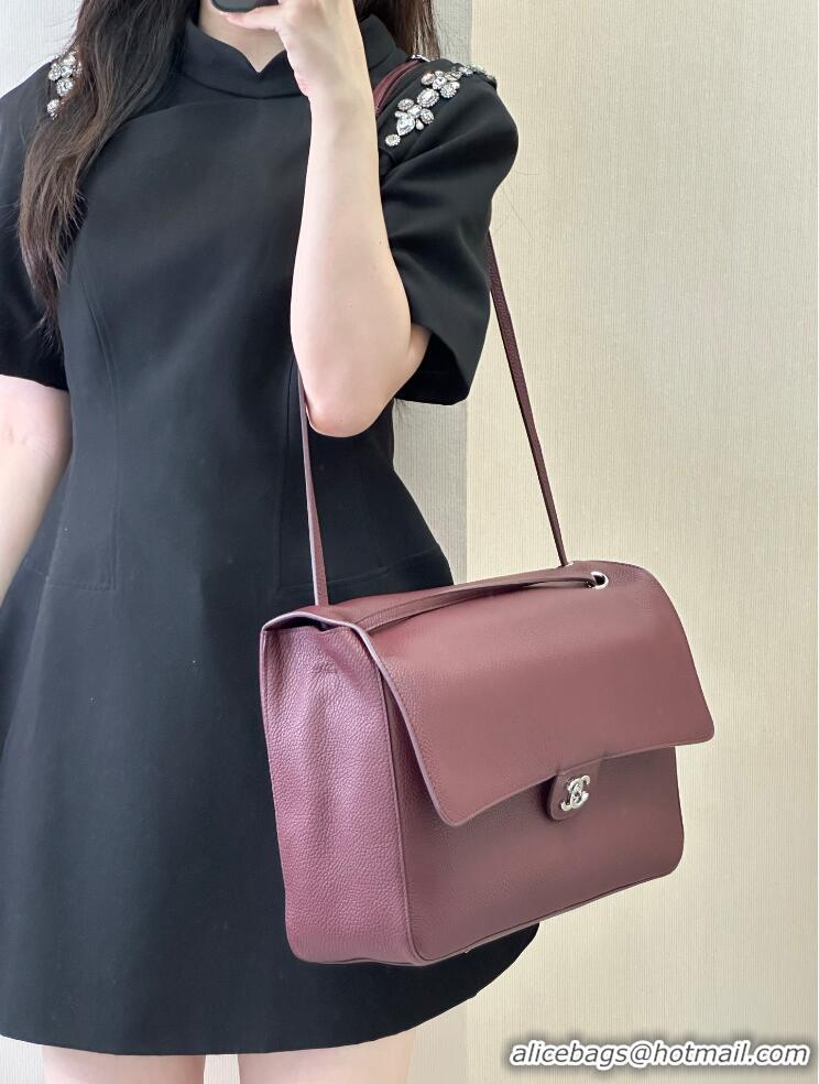 Traditional Specials Chanel Maxi Flap Bag Grained Calfskin AS6233 Burgundy/Silver 2026