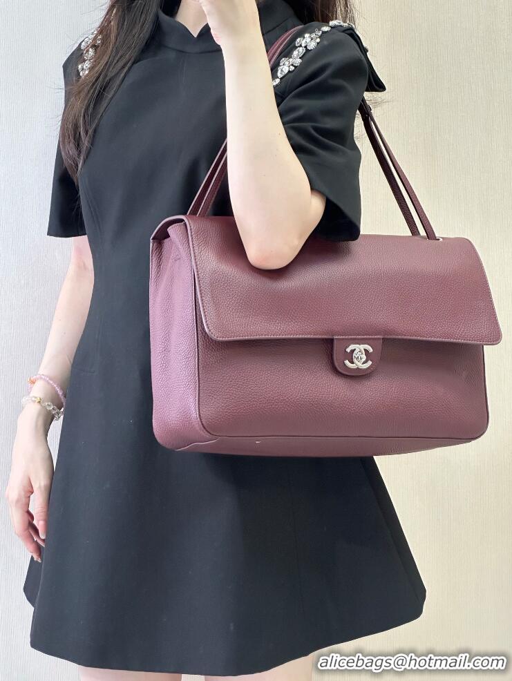 Traditional Specials Chanel Maxi Flap Bag Grained Calfskin AS6233 Burgundy/Silver 2026