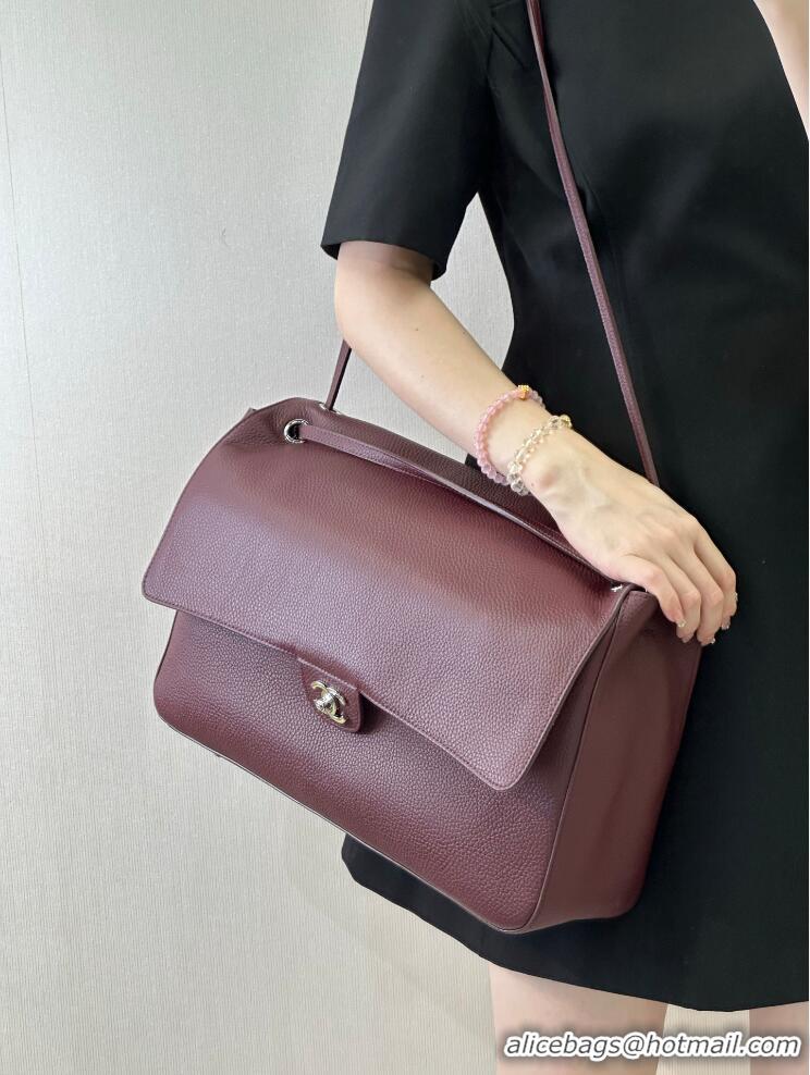 Traditional Specials Chanel Maxi Flap Bag Grained Calfskin AS6233 Burgundy/Silver 2026
