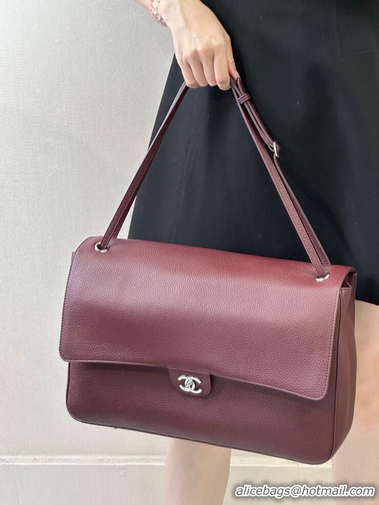 Traditional Specials Chanel Maxi Flap Bag Grained Calfskin AS6233 Burgundy/Silver 2026