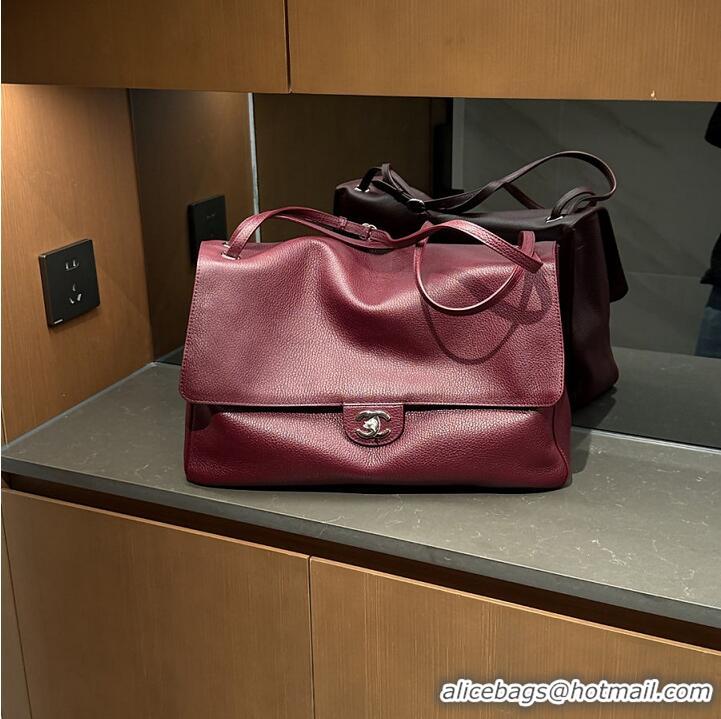 Traditional Specials Chanel Maxi Flap Bag Grained Calfskin AS6233 Burgundy/Silver 2026