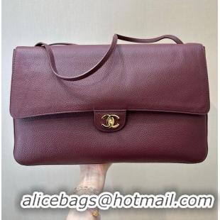 Reasonable Price Chanel Maxi Flap Bag Grained Calfskin AS6233 Burgundy/Gold 2026