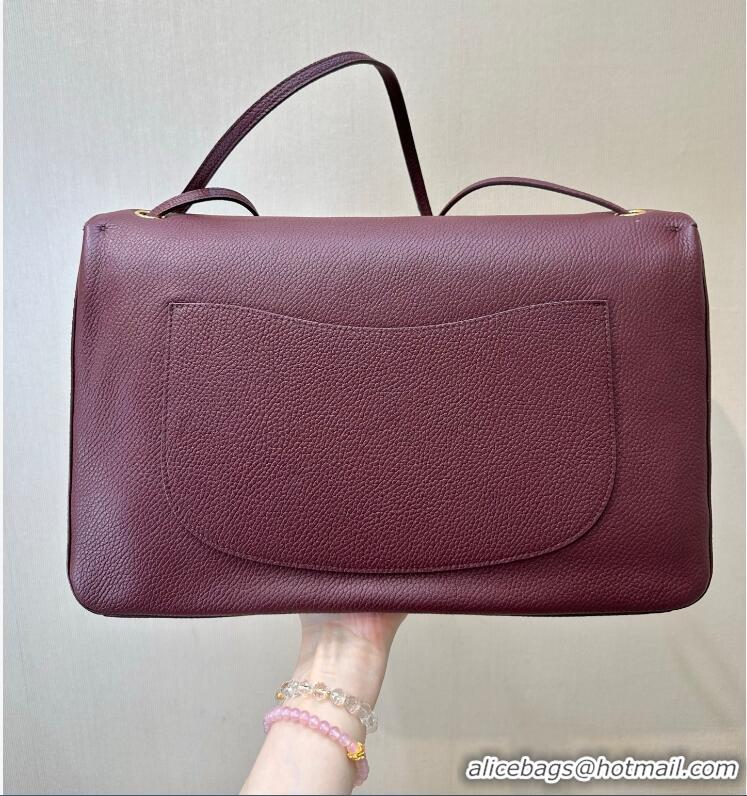 Reasonable Price Chanel Maxi Flap Bag Grained Calfskin AS6233 Burgundy/Gold 2026