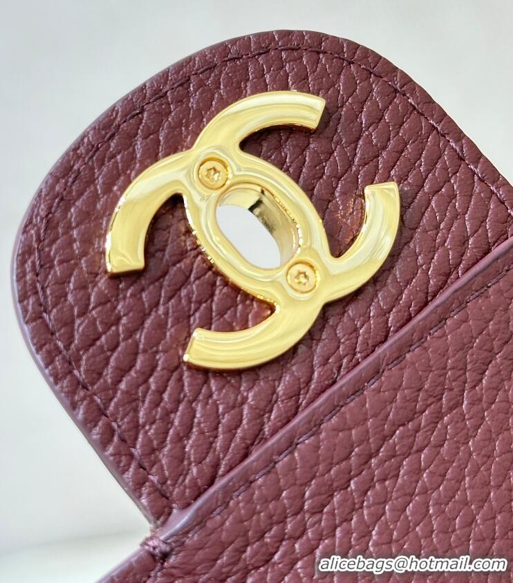 Reasonable Price Chanel Maxi Flap Bag Grained Calfskin AS6233 Burgundy/Gold 2026