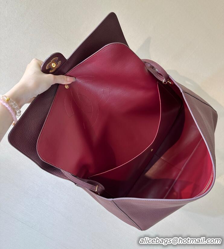 Reasonable Price Chanel Maxi Flap Bag Grained Calfskin AS6233 Burgundy/Gold 2026