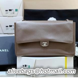Well Crafted Chanel Maxi Flap Bag Grained Calfskin AS6233 Light Brown/Silver 2026