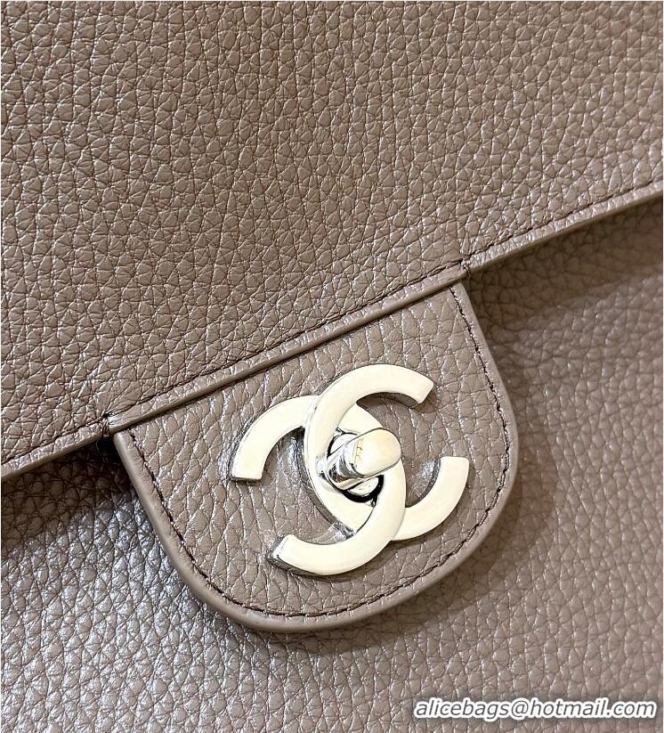 Well Crafted Chanel Maxi Flap Bag Grained Calfskin AS6233 Light Brown/Silver 2026