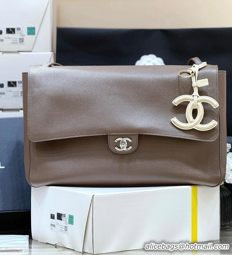 Well Crafted Chanel Maxi Flap Bag Grained Calfskin AS6233 Light Brown/Silver 2026