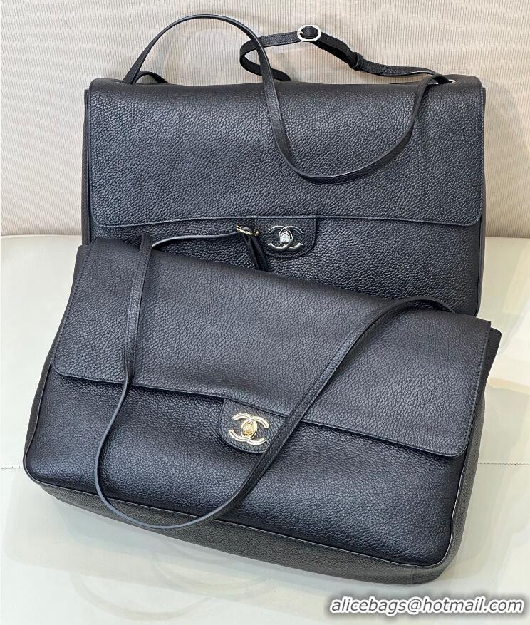Top Quality Chanel Maxi Flap Bag Grained Calfskin AS6233 Black/Silver 2026