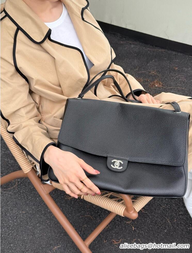 Top Quality Chanel Maxi Flap Bag Grained Calfskin AS6233 Black/Silver 2026