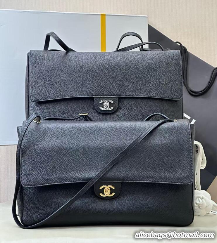 Top Quality Chanel Maxi Flap Bag Grained Calfskin AS6233 Black/Silver 2026