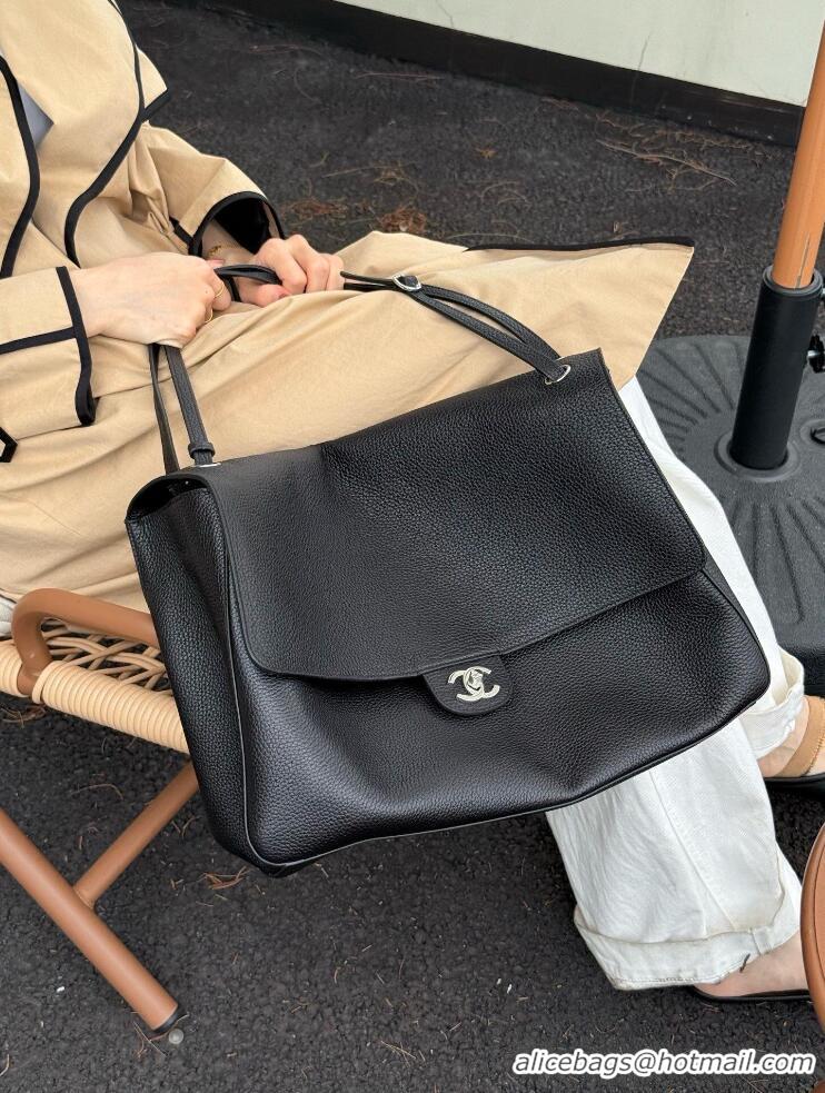 Top Quality Chanel Maxi Flap Bag Grained Calfskin AS6233 Black/Silver 2026