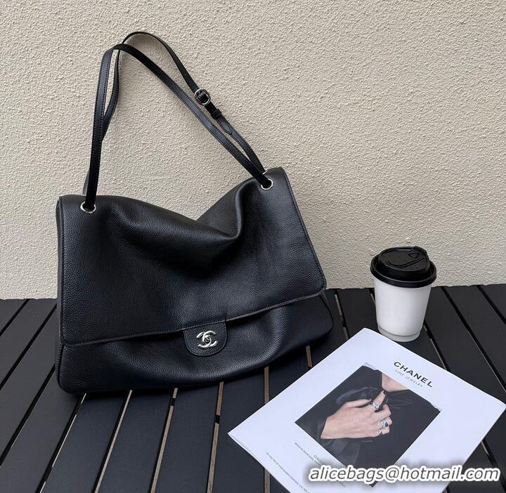Top Quality Chanel Maxi Flap Bag Grained Calfskin AS6233 Black/Silver 2026