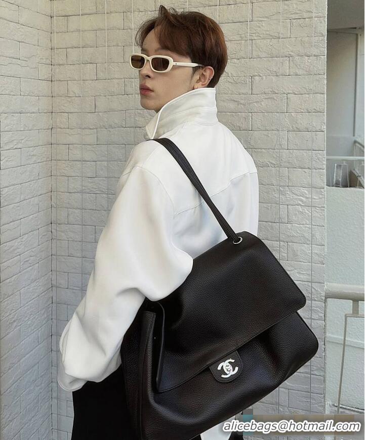 Top Quality Chanel Maxi Flap Bag Grained Calfskin AS6233 Black/Silver 2026