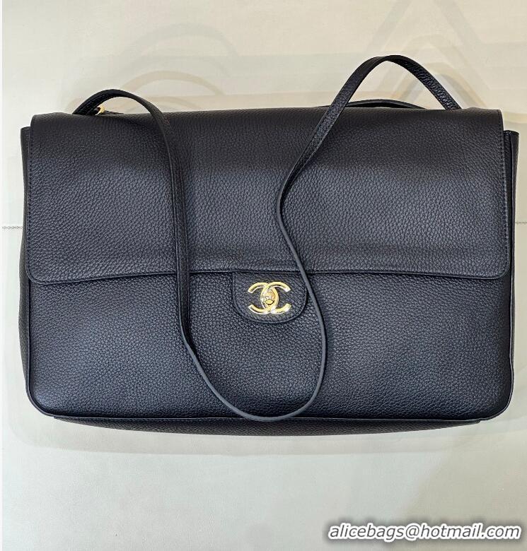 Best Grade Chanel Maxi Flap Bag Grained Calfskin AS6233 Black/Gold 2026