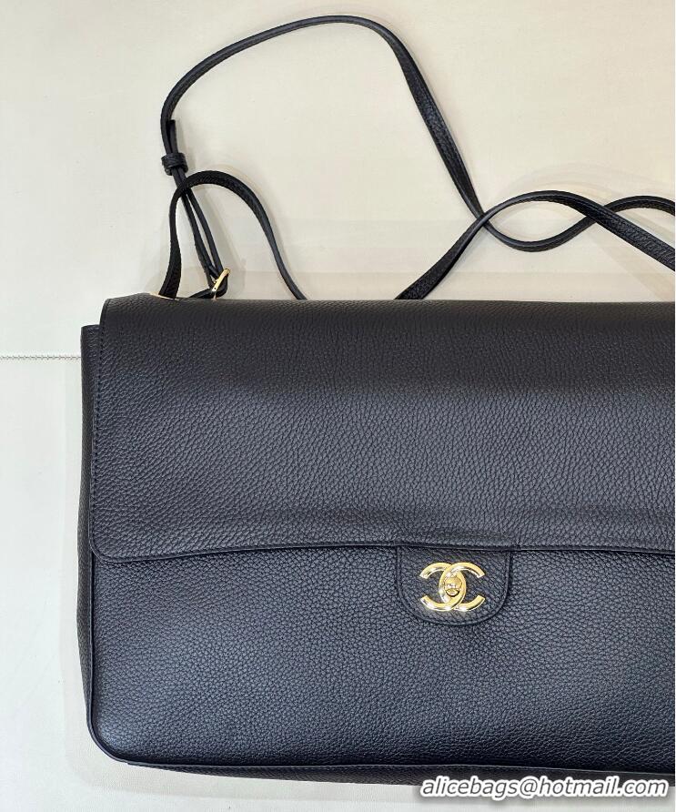 Best Grade Chanel Maxi Flap Bag Grained Calfskin AS6233 Black/Gold 2026
