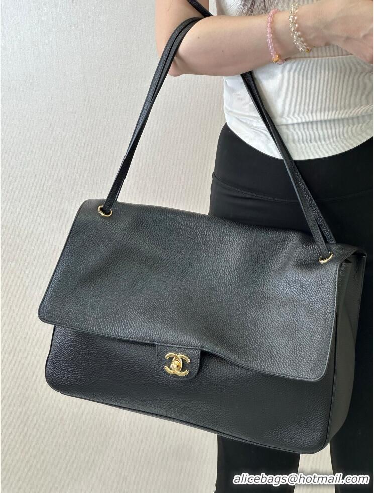 Best Grade Chanel Maxi Flap Bag Grained Calfskin AS6233 Black/Gold 2026