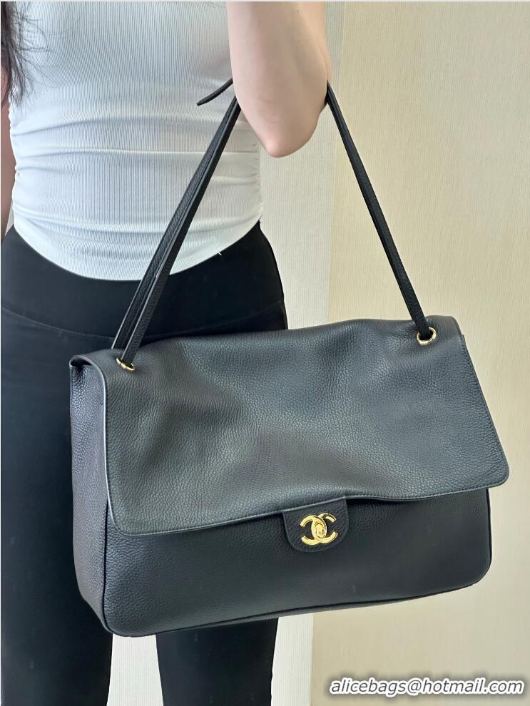 Best Grade Chanel Maxi Flap Bag Grained Calfskin AS6233 Black/Gold 2026