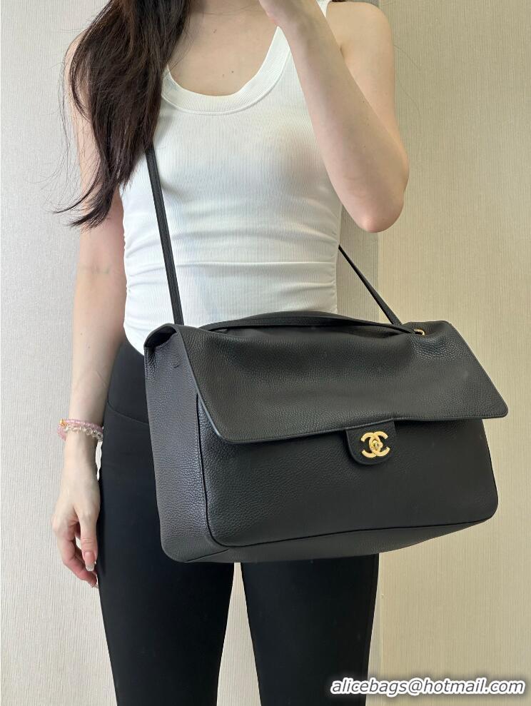 Best Grade Chanel Maxi Flap Bag Grained Calfskin AS6233 Black/Gold 2026
