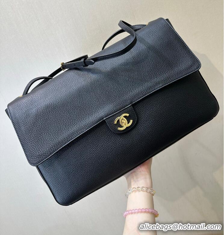 Best Grade Chanel Maxi Flap Bag Grained Calfskin AS6233 Black/Gold 2026