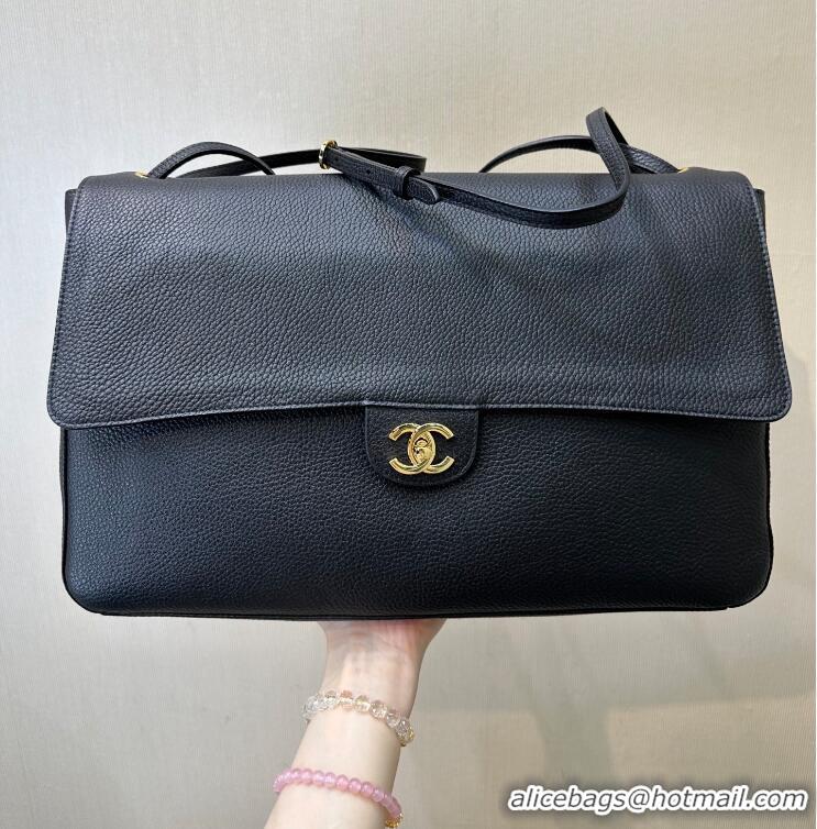 Best Grade Chanel Maxi Flap Bag Grained Calfskin AS6233 Black/Gold 2026