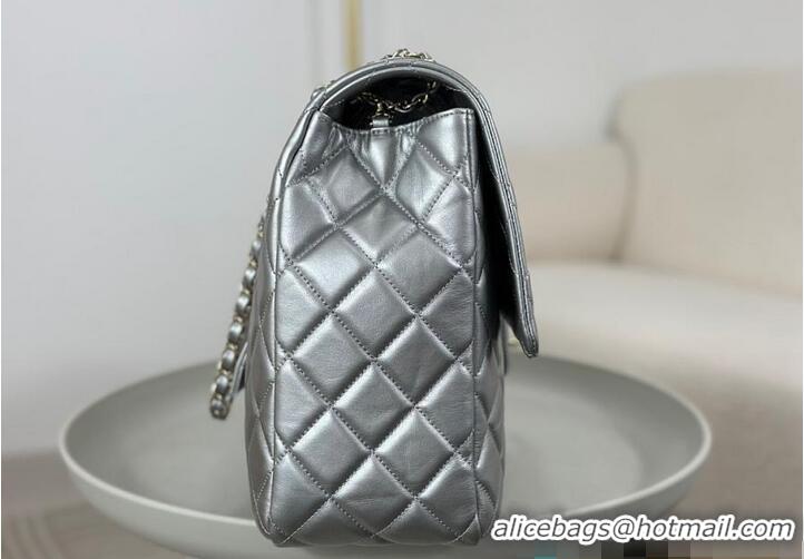 Buy Discount Chanel Classic Flap Bag in Metallic Lambskin AS2561 Silver-Tone Hardware