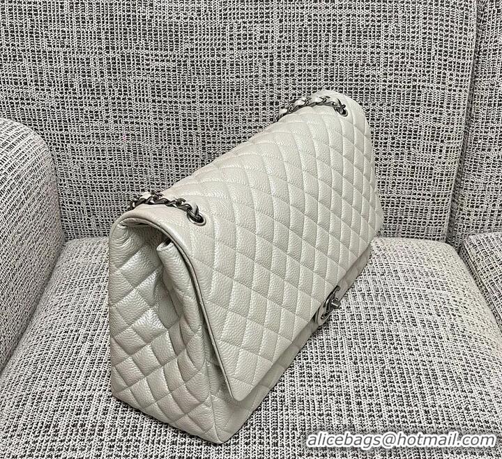 Trendy Design Chanel Maxi Classic Flap Bag in Grained Calfskin AS2561 White Silver-Tone Hardware