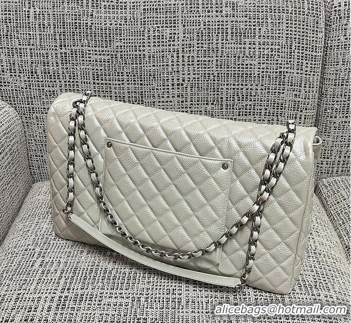 Trendy Design Chanel Maxi Classic Flap Bag in Grained Calfskin AS2561 White Silver-Tone Hardware