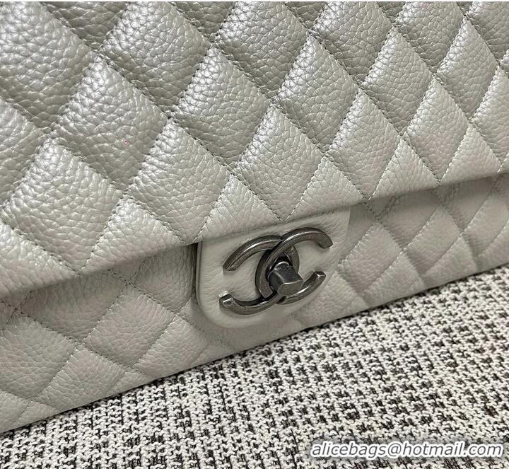 Trendy Design Chanel Maxi Classic Flap Bag in Grained Calfskin AS2561 White Silver-Tone Hardware