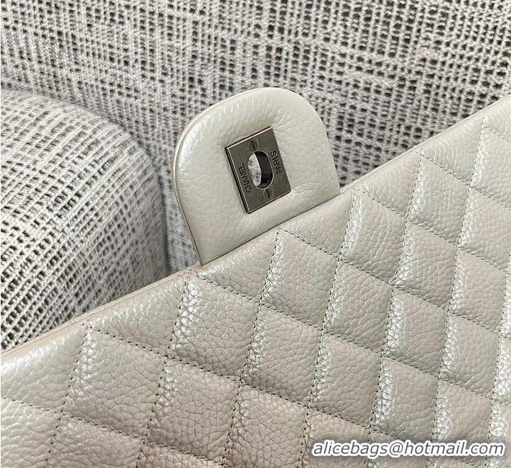 Trendy Design Chanel Maxi Classic Flap Bag in Grained Calfskin AS2561 White Silver-Tone Hardware