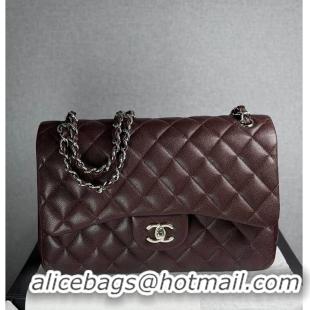 Top Quality Chanel Jumbo Caviar Classic Flap Bag AS2562 Dark Brown Silver Hardware