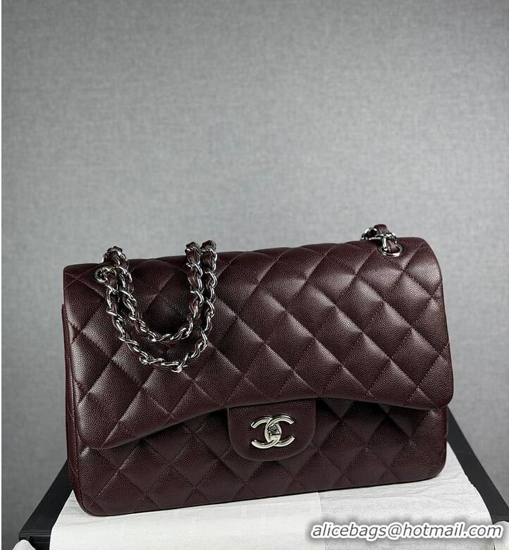 Top Quality Chanel Jumbo Caviar Classic Flap Bag AS2562 Dark Brown Silver Hardware