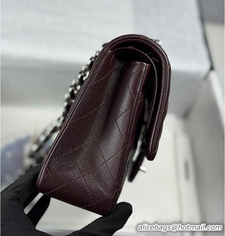 Famous Brand Chanel Quilted Leather Classic Double Flap Bag AS2562 Dark Brown Silver Hardware